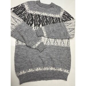 Alpaca Connection XXL Gray Fair Isle Llama Pattern Sweater Made in Peru